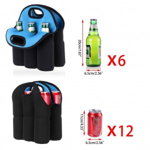 Neoprene Cooler Kantong 6 Anggur Botol leungeun baju